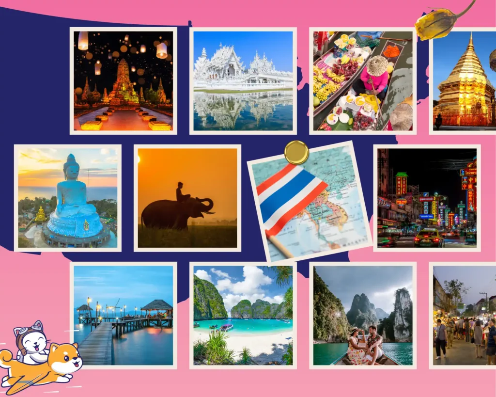 a collage of scenic views and attractions in thailand what you need to know about bringing pets to thailand purrfect pilots